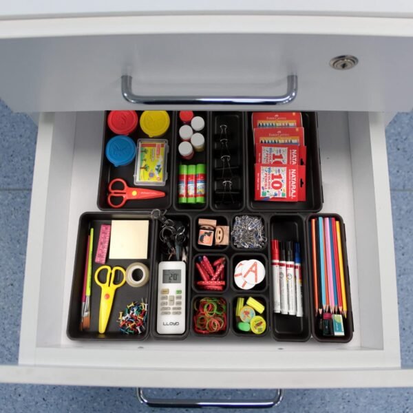 BLACK DRWER ORGANISER 8 PCS SET - Image 3
