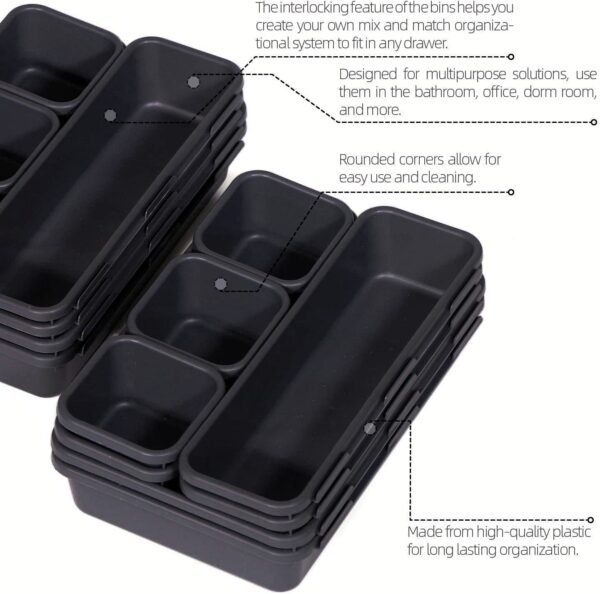 BLACK DRWER ORGANISER 8 PCS SET - Image 8