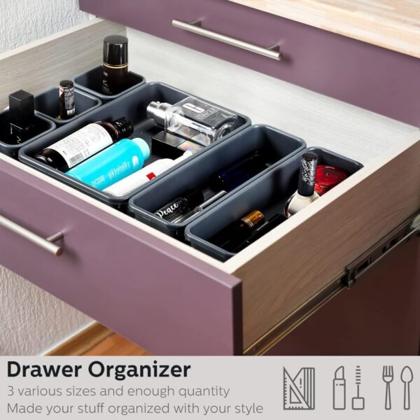 BLACK DRWER ORGANISER 8 PCS SET - Image 4